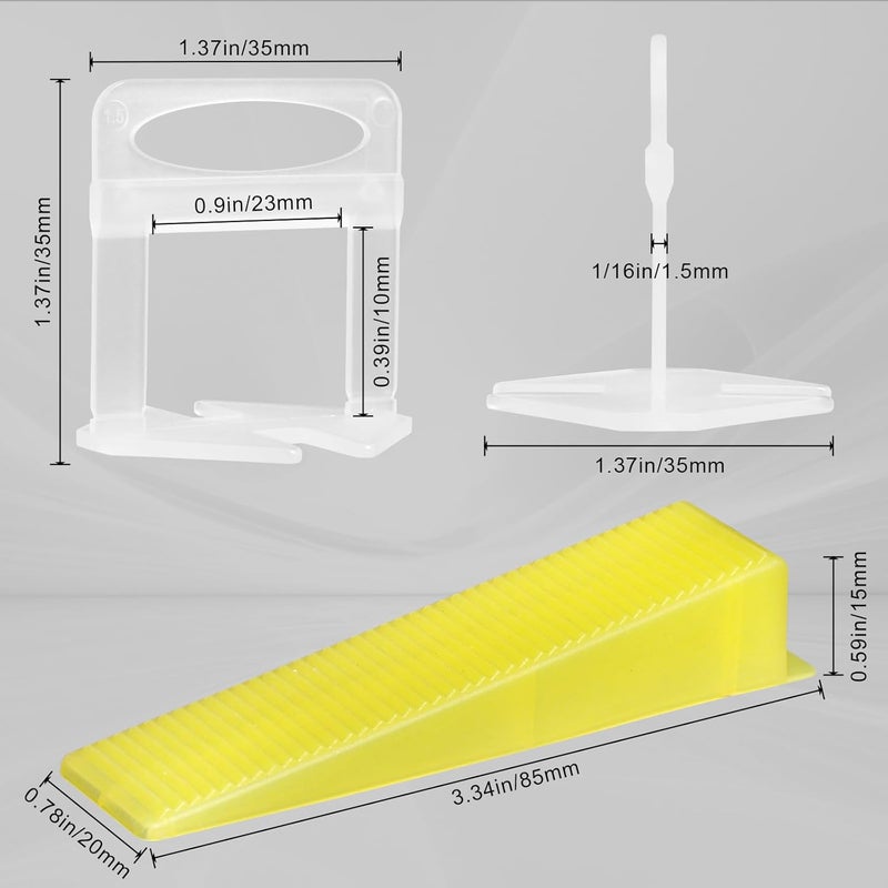 DGSL Tile Leveling System with Rubber Mallet and Tile Plier - 1000-Piece Tile Spacers 1/16 Inch Tile Clips and 200-Piece Reusable Wedges Tile Leveling Tools for Tiles and Stone Installation - Image 3